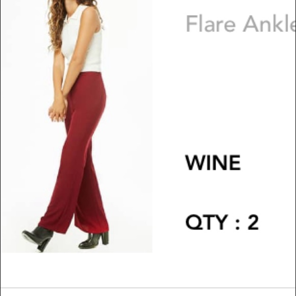 Burgundy/ maroon . Flare leg high rise pants🥰